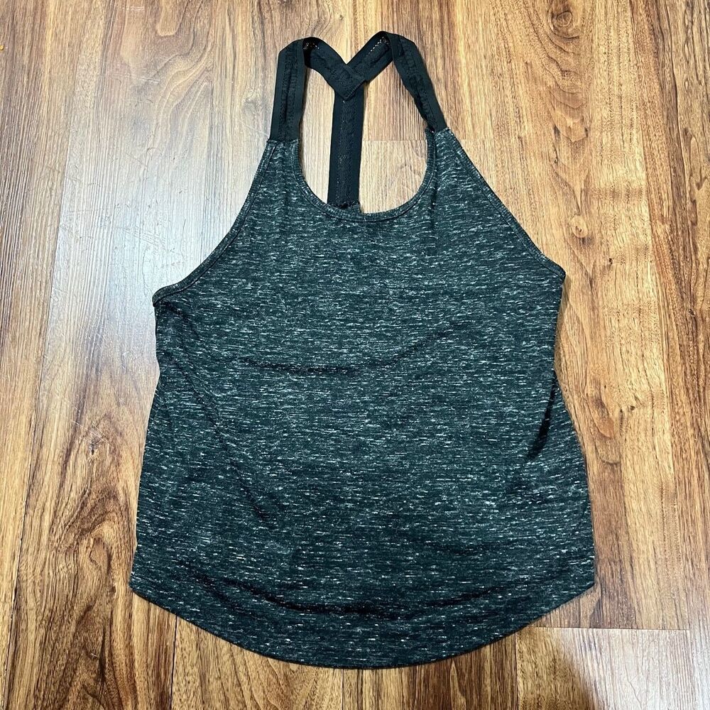 Victoria Secret Sport Racerback Tank Top Gray Black Womens S Heathered Polyester